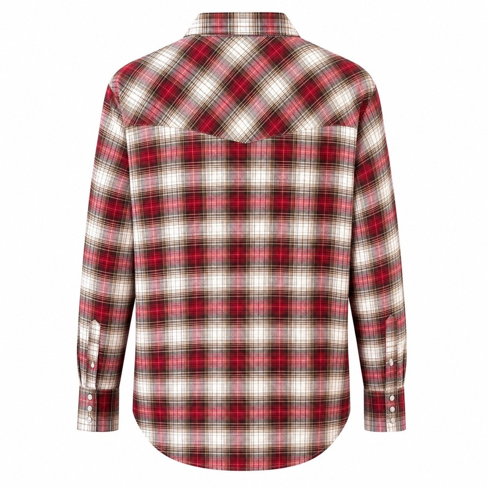 Ely Cattleman Western Shirt Men Large Red Plaid Excellent Pearl Snap Wrinkle Res - Picture 3 of 8